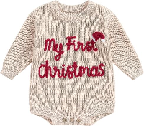 My First Christmas Baby Girl Boy Outfit Newborn Christmas Sweater Bubble Romper Embroidery Fall Winter Clothes in Kuwait
