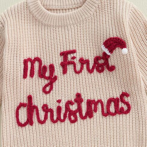 My First Christmas Baby Girl Boy Outfit Newborn Christmas Sweater Bubble Romper Embroidery Fall Winter Clothes in Kuwait