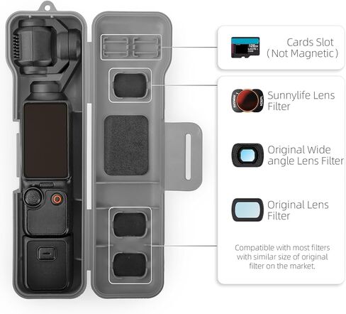 حافظة بلاستيكية منظمة لـ DJI Osmo Pocket3، صندوق تخزين مضاد للخدش للحماية من السقوط يمكنه تخزين ملحقات الفلتر مع حزام، أسود، خفيف الوزن وعملي in Kuwait