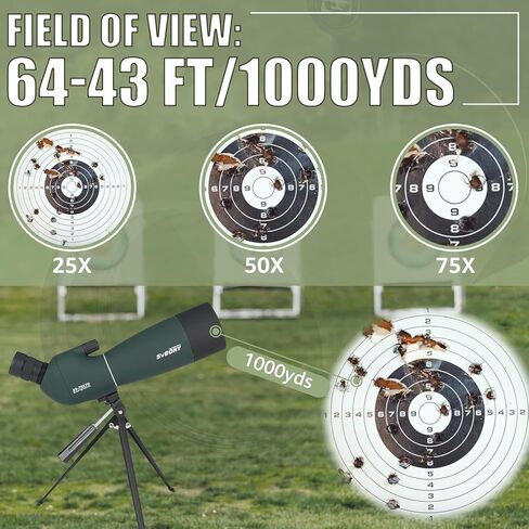 نطاقات اكتشاف SVBONY SV28 Plus مع حامل ثلاثي القوائم، نطاق رصد بزاوية مع محول هاتف مطور، IP65 مقاوم للماء، نطاق اكتشاف طويل المدى مضاد للضباب لإطلاق النار على الهدف، والطيور in Kuwait