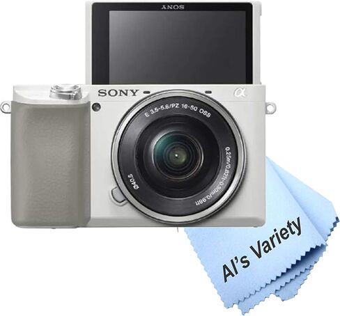 كاميرا Sony Alpha a6100 (أبيض) رقمية بدون مرآة مع عدسة 16-50 مم + بطاقة 32 جيجابايت وحامل ثلاثي القوائم وحقيبة والمزيد (حزمة 18 قطعة) (متجددة) in Saudi Arabia
