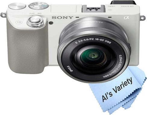 كاميرا Sony Alpha a6100 (أبيض) رقمية بدون مرآة مع عدسة 16-50 مم + بطاقة 32 جيجابايت وحامل ثلاثي القوائم وحقيبة والمزيد (حزمة 18 قطعة) (متجددة) in Saudi Arabia