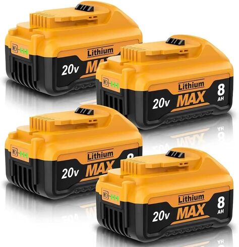 4Pack 8.0Ah Replacement for Dewalt 20V Battery Lithium Compatible with Dewalt 20 Volt MAX Battery XR DCB200 DCB201 DCB203 DCB204 DCB205 DCB206 DCD DCF DCG Series Cordless Power Tools in Saudi Arabia