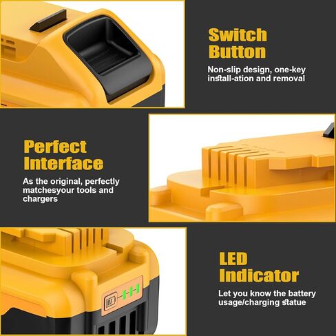 4Pack 8.0Ah Replacement for Dewalt 20V Battery Lithium Compatible with Dewalt 20 Volt MAX Battery XR DCB200 DCB201 DCB203 DCB204 DCB205 DCB206 DCD DCF DCG Series Cordless Power Tools in Saudi Arabia