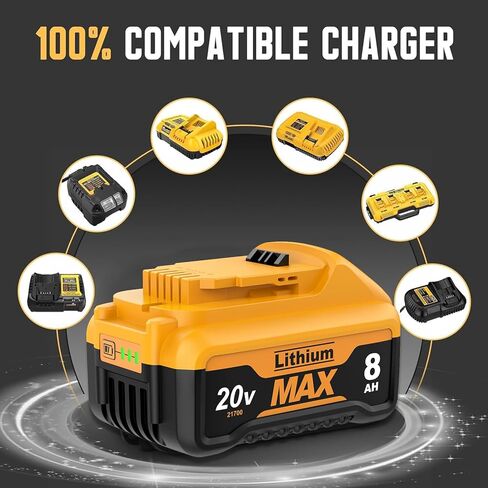 4Pack 8.0Ah Replacement for Dewalt 20V Battery Lithium Compatible with Dewalt 20 Volt MAX Battery XR DCB200 DCB201 DCB203 DCB204 DCB205 DCB206 DCD DCF DCG Series Cordless Power Tools in Saudi Arabia
