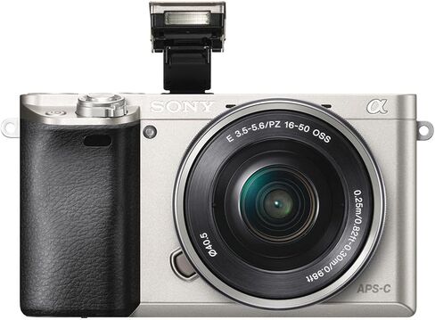 كاميرا Sony Alpha a6000 الرقمية بدون مرآة (فضي) مع عدسة Sony E PZ مقاس 16-50 مم F/3.5-5.6 OSS + ذاكرة 64 جيجابايت + حامل ثلاثي عنكبوت + ضوء LED + حافظة + بطارية إضافية + المزيد (حزمة 26 قطعة) (متجددة) in Saudi Arabia