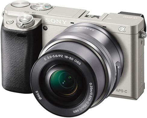 كاميرا Sony Alpha a6000 الرقمية بدون مرآة (فضي) مع عدسة Sony E PZ مقاس 16-50 مم F/3.5-5.6 OSS + ذاكرة 64 جيجابايت + حامل ثلاثي عنكبوت + ضوء LED + حافظة + بطارية إضافية + المزيد (حزمة 26 قطعة) (متجددة) in Saudi Arabia