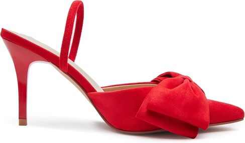 CAMSSOO حريمي بكعب فيونكة وكعب Slingback من جلد الغزال مغلق بمقدمة مدببة وكعب صغير مع حزام خنجر سهل الارتداء in Kuwait