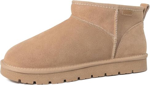Suede Platform Mini Snow Boots for Women, Genuine Leather Fuzzy Ankle Winter Snow Boots with Fur Lined, Anti-Slip Boot For Outdoor in Saudi Arabia