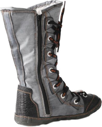 TMA EYES & MAiA Women's Retro Work Boots, Genuine Leather Warm Plush Lined Mid-Calf Boots in Kuwait