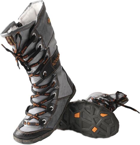 TMA EYES & MAiA Women's Retro Work Boots, Genuine Leather Warm Plush Lined Mid-Calf Boots in Kuwait