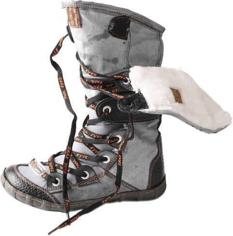 TMA EYES & MAiA Women's Retro Work Boots, Genuine Leather Warm Plush Lined Mid-Calf Boots in Kuwait