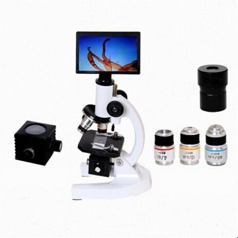 طقم مجهر 640X 800X أحادي العين للمنزل والمدرسة الرقمية مجهر بيولوجي مختبر أبحاث مجهر محولات عدسة المجهر، مع شاشة ومصباح-WF16X in Kuwait