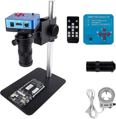 Microscope Kit Monocular Microscope Digital Camera 38MP 1080P Lens with LED Light Workbench Stand Microscope Lens Adapters in Saudi Arabia