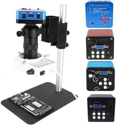 Microscope Kit Monocular Microscope Digital Camera 38MP 1080P Lens with LED Light Workbench Stand Microscope Lens Adapters in Saudi Arabia