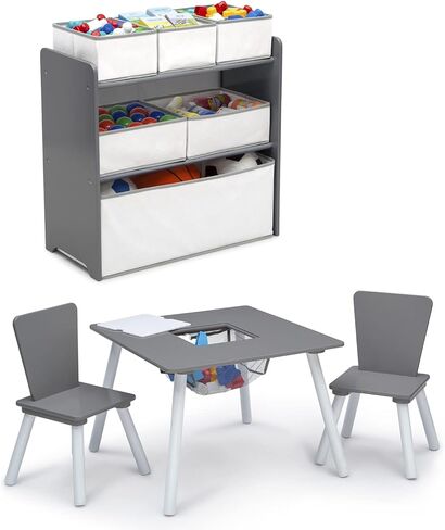 Delta Children 4-Piece Toddler Playroom Set, Grey/White in Saudi Arabia