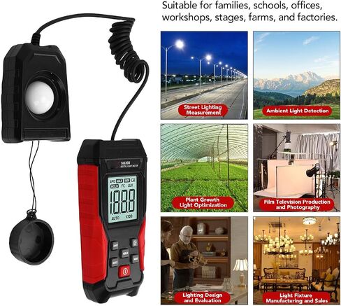 EVGATSAUTO مقياس الضوء متر الإضاءة متر 0.1-200000 LX 200-20000-200000 LX يتراوح دقة 4٪ مع شاشة LCD البيانات عقد إيقاف تلقائي للتصوير الفوتوغرافي LED نمو النبات in Saudi Arabia