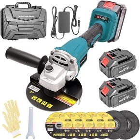 Cordless Angle Grinder Tool, Power Angle Grinders with 2 * 4.0ah Battery, 8500 RPM Brushless Power Motor 4-1/2-Inch To 5-Inch Electric Grinder Tool Set for Cutting, Grinding, Polishing in Saudi Arabia