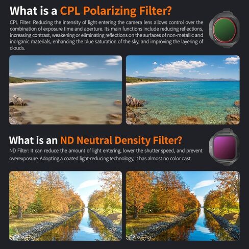 4 Pack ND Filter Set for DJI Mini 5 Pro, Multi-Coated HD Optical Glass Lens Filter Set ND16 ND64 CPL Light Pollution Reduction Filter Vlog Camera Filter Accessories, Lightweight Plastic Frame in Kuwait