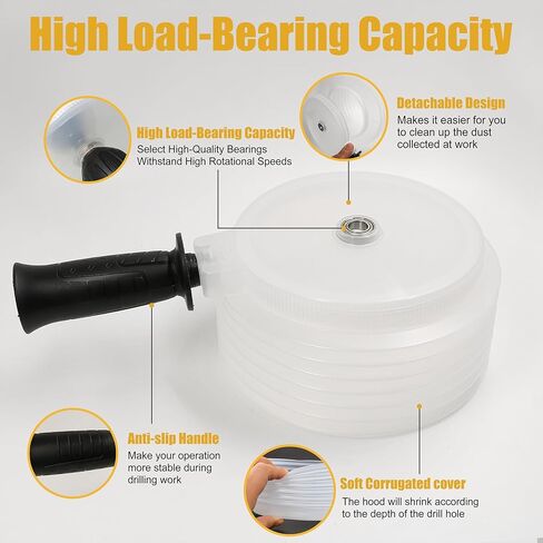 160mm Hole Saw Dust Bowl with Handle, Rubber Scalable Dust Cover Collector for Ceiling Cutting Work and Other Drilling Works in Kuwait