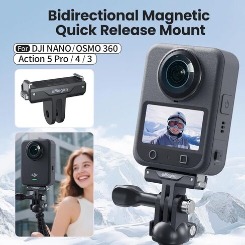 Magnetic Mount Adapter for DJI OSMO Nano/360/ Action 5 Pro/Action 4/Action 3,with 1/4 Screw Hole,Metal Quick Release Mount in Saudi Arabia