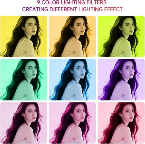 مصباح تصوير فوتوغرافي RGB LED بأربعة أذرع، مزود بحامل ثلاثي القوائم وحقيبة تصوير فوتوغرافي و36 قطعة من المواد الهلامية الملونة، مناسب للبث المباشر وتسجيل الفيديو وتطريز الحواجب والمكياج ومقاطع فيديو YouTube in Kuwait