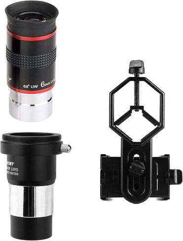SVBONY Telescopes Eyepieces 6mm 68 Degree UWA Eyepiece Bundle with Universal Cell Phone Adapter Mount Telescope Phone Mount and 2X Barlow Lens with M42 Thread in Saudi Arabia