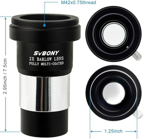 SVBONY Telescopes Eyepieces 6mm 68 Degree UWA Eyepiece Bundle with Universal Cell Phone Adapter Mount Telescope Phone Mount and 2X Barlow Lens with M42 Thread in Saudi Arabia
