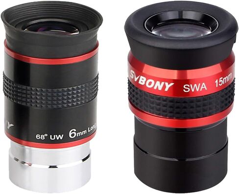 SVBONY Telescope Eyepiece 6mm 68 Degree Ultra Wide Angle Eyepiece Bundle with SV154 Telescope Eyepiece 1.25 inch SWA 70 Degree 15mm Super Wide Angle in Saudi Arabia