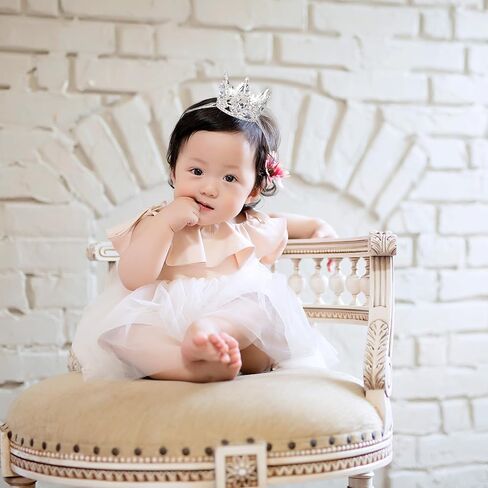 Baby Tiara Glitter Baby Crown Headband Silver Princess Tiara Birthday Elastic Hair Band for Little Girl Toddler Birthday Party Photography Props in Saudi Arabia