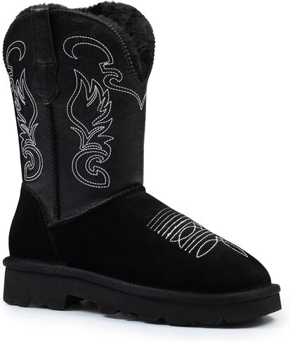 Women Winter Knee High Boots Boots - Tall Pull On Cowboy Style في جلد الجلد الأصلي ، تصميم كلاسيكي خفيف الوزن مع أحذية رغوة الذاكرة دافئة فروي وبطانة مريحة في الهواء الطلق in Kuwait