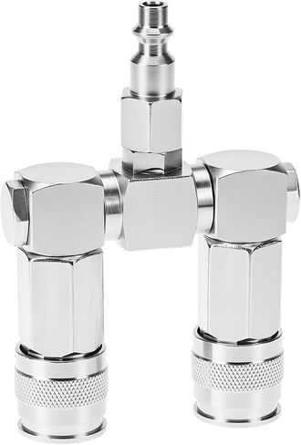 QWORK Air Hose Splitter, 2-Way Air Hose Connector, 1/4 In NPT Swivel 360 Degrees Connectors, Air Compressor Accessories Fittings in Saudi Arabia