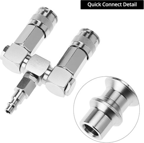 QWORK Air Hose Splitter, 2-Way Air Hose Connector, 1/4 In NPT Swivel 360 Degrees Connectors, Air Compressor Accessories Fittings in Saudi Arabia
