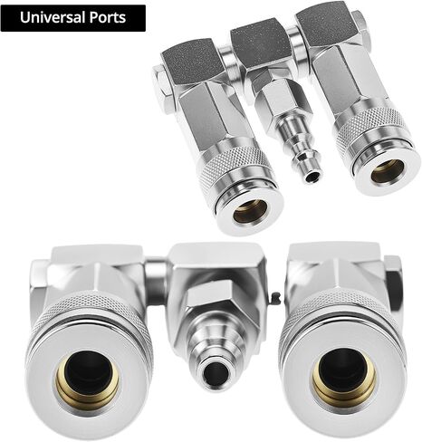 QWORK Air Hose Splitter, 2-Way Air Hose Connector, 1/4 In NPT Swivel 360 Degrees Connectors, Air Compressor Accessories Fittings in Saudi Arabia