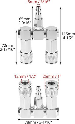 QWORK Air Hose Splitter, 2-Way Air Hose Connector, 1/4 In NPT Swivel 360 Degrees Connectors, Air Compressor Accessories Fittings in Saudi Arabia