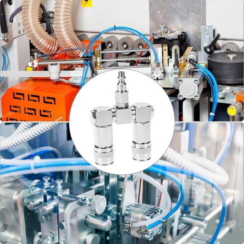 QWORK Air Hose Splitter, 2-Way Air Hose Connector, 1/4 In NPT Swivel 360 Degrees Connectors, Air Compressor Accessories Fittings in Saudi Arabia