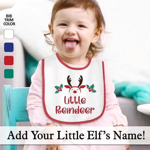 Personalized Christmas Baby Bib – Soft Cotton Terry Reindeer Design with Custom Text – Newborns & Toddlers in Kuwait