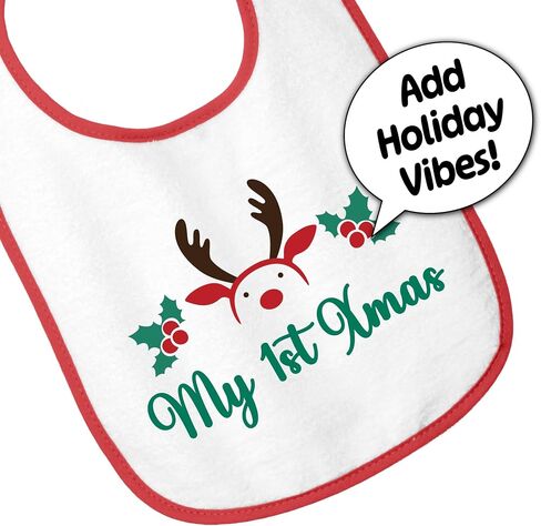Personalized Christmas Baby Bib – Soft Cotton Terry Reindeer Design with Custom Text – Newborns & Toddlers in Kuwait
