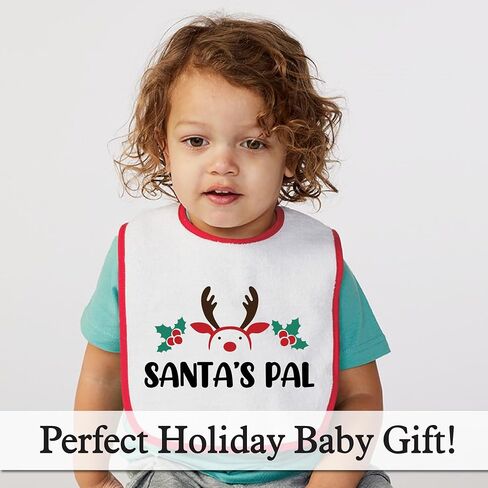 Personalized Christmas Baby Bib – Soft Cotton Terry Reindeer Design with Custom Text – Newborns & Toddlers in Kuwait