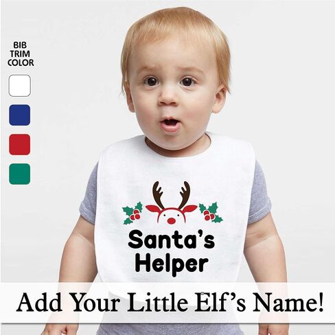 Personalized Christmas Baby Bib – Soft Cotton Terry Reindeer Design with Custom Text – Newborns & Toddlers in Kuwait