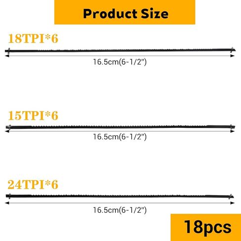 18 قطعة من شفرات منشار التأقلم بطول 6-1/2 بوصة بين الدبابيس 15/18/24 TPI من الفولاذ الكربوني العالي مجموعة شفرات منشار التمرير لقطع الخشب شفرات مناشير بديلة لشفرة مناشير نهاية الدبوس لقطع الخشب والبلاستيك in Kuwait
