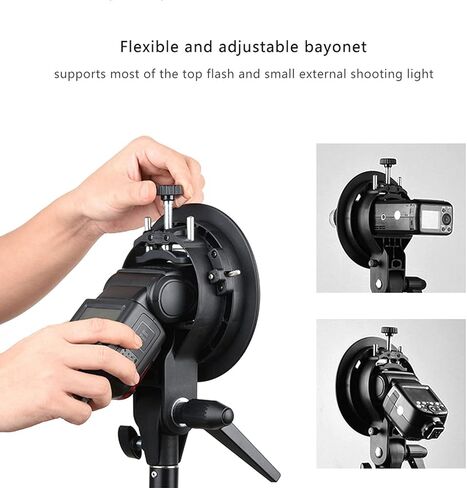 Denash قبضة اليد المحمولة على شكل حرف S لتركيب مصباح يدوي، دعامة إضاءة استوديو محمولة بحجم قابل للتعديل، تتصل بالمظلة، صندوق ناعم، متوافق مع حامل Bowens in Kuwait