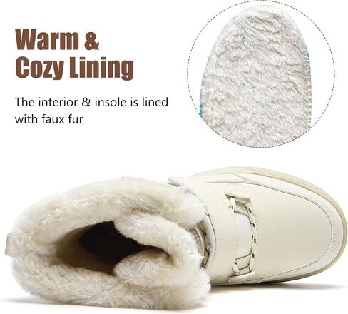 CLYCTIP Women's Waterproof Winter Snow Boots Lightweight Warm Faux Fur Lined Mid-Calf Shoes in Saudi Arabia