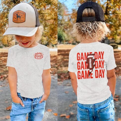 Toddler Football Shirt Boys Girls Football Game Day T-Shirt Kids Sports Fans Lightning Print Short Sleeve Tee Top in Saudi Arabia
