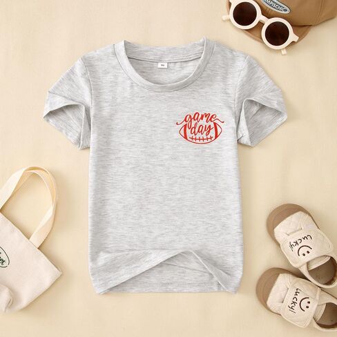 Toddler Football Shirt Boys Girls Football Game Day T-Shirt Kids Sports Fans Lightning Print Short Sleeve Tee Top in Saudi Arabia