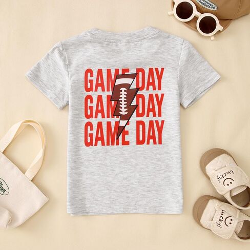 Toddler Football Shirt Boys Girls Football Game Day T-Shirt Kids Sports Fans Lightning Print Short Sleeve Tee Top in Saudi Arabia