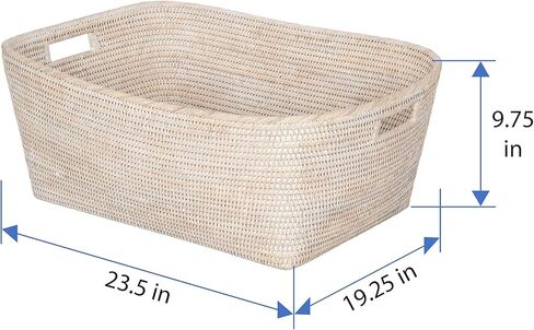 سلة تخزين KOUBOO Rattan بمقابض، وسلال منسوجة لمنظمي الألعاب، وسلة تخزين الخزانة والحمام للأرفف، وسلة تزيين لطيفة، كبيرة، بني عسلي in Kuwait