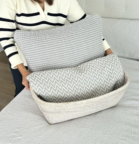 سلة تخزين KOUBOO Rattan بمقابض، وسلال منسوجة لمنظمي الألعاب، وسلة تخزين الخزانة والحمام للأرفف، وسلة تزيين لطيفة، كبيرة، بني عسلي in Kuwait