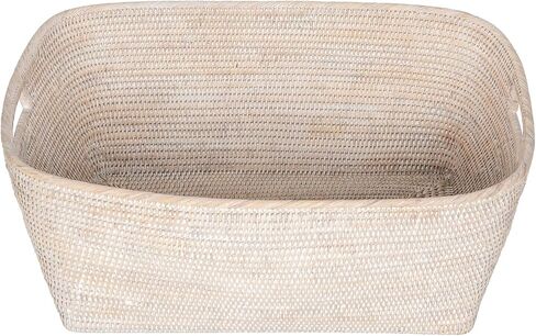 سلة تخزين KOUBOO Rattan بمقابض، وسلال منسوجة لمنظمي الألعاب، وسلة تخزين الخزانة والحمام للأرفف، وسلة تزيين لطيفة، كبيرة، بني عسلي in Kuwait