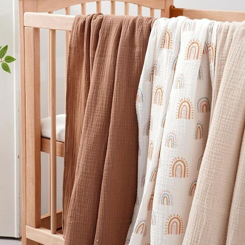 Happy Flute 4Set Muslin Swaddle Blankets–Ultra Soft Baby Blanket for Newborns,Receiving Blankets for Baby Girls & Boys–Baby Essentials 0-3 Years,40x40inches (Flower) in Saudi Arabia